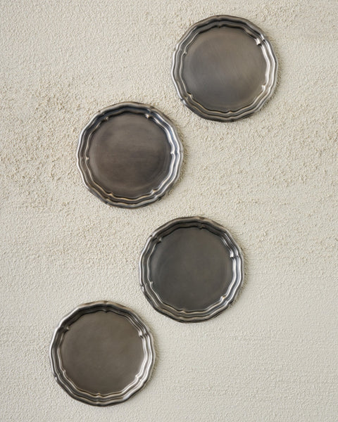 Vintage-Inspired Pewter Coaster Set