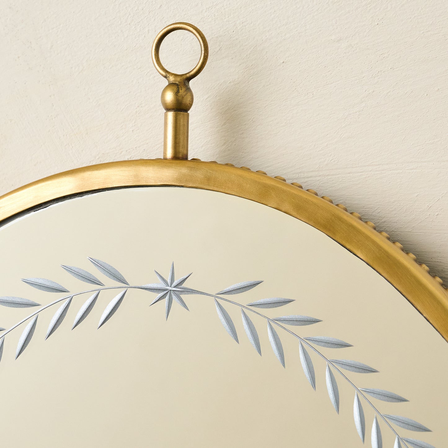 Juliet Etched Oval Mirror up close