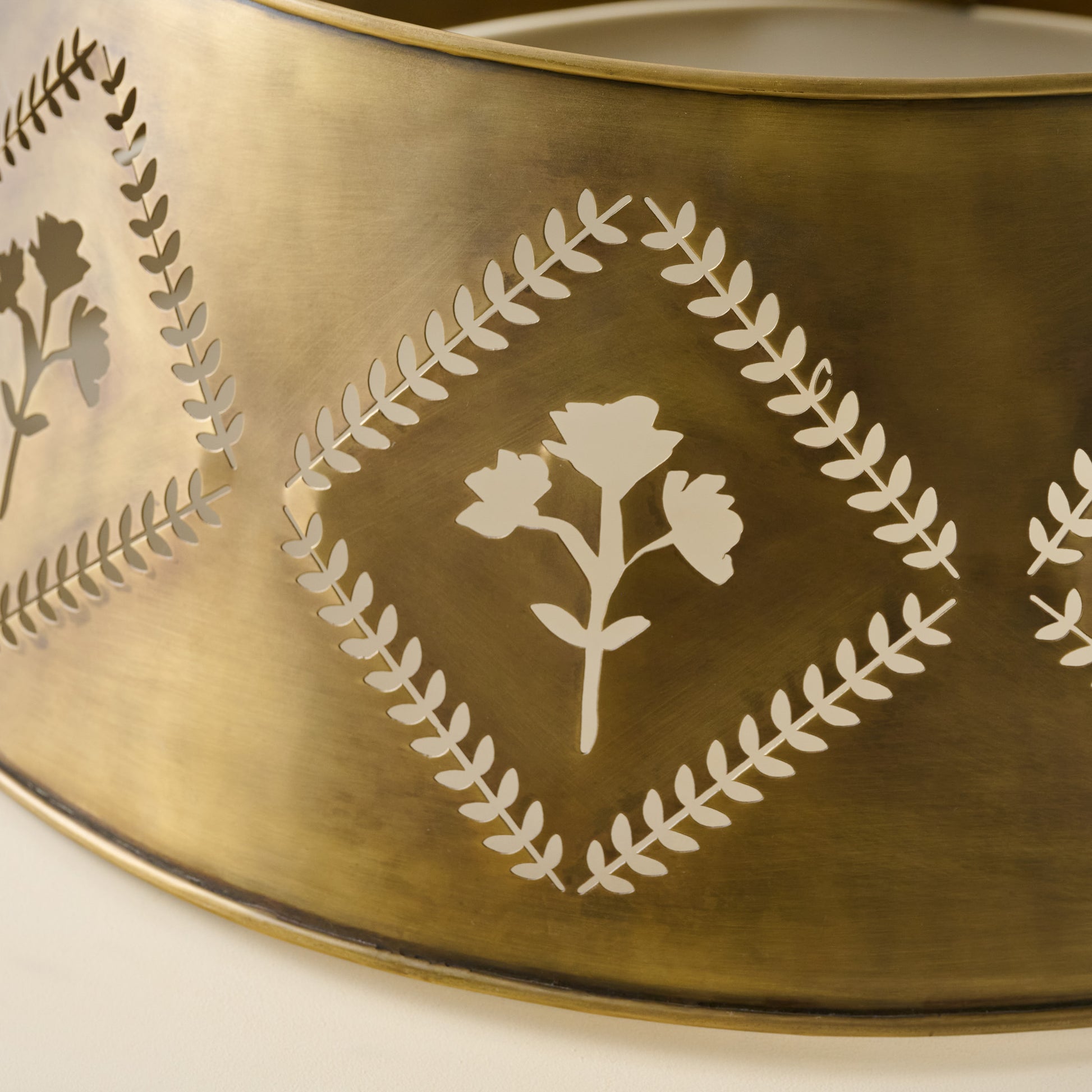 Antique Brass Floral Tree Collar up close