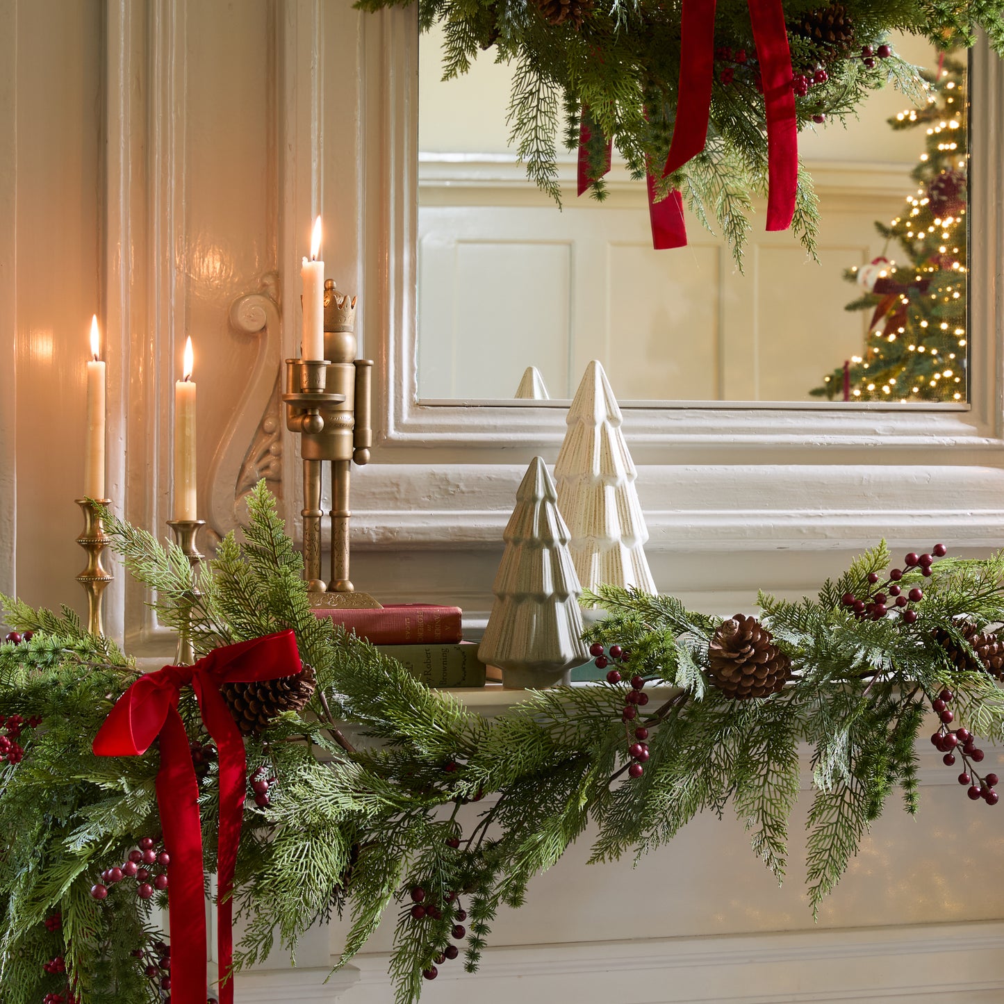 Decorative Ceramic Trees shown on mantel