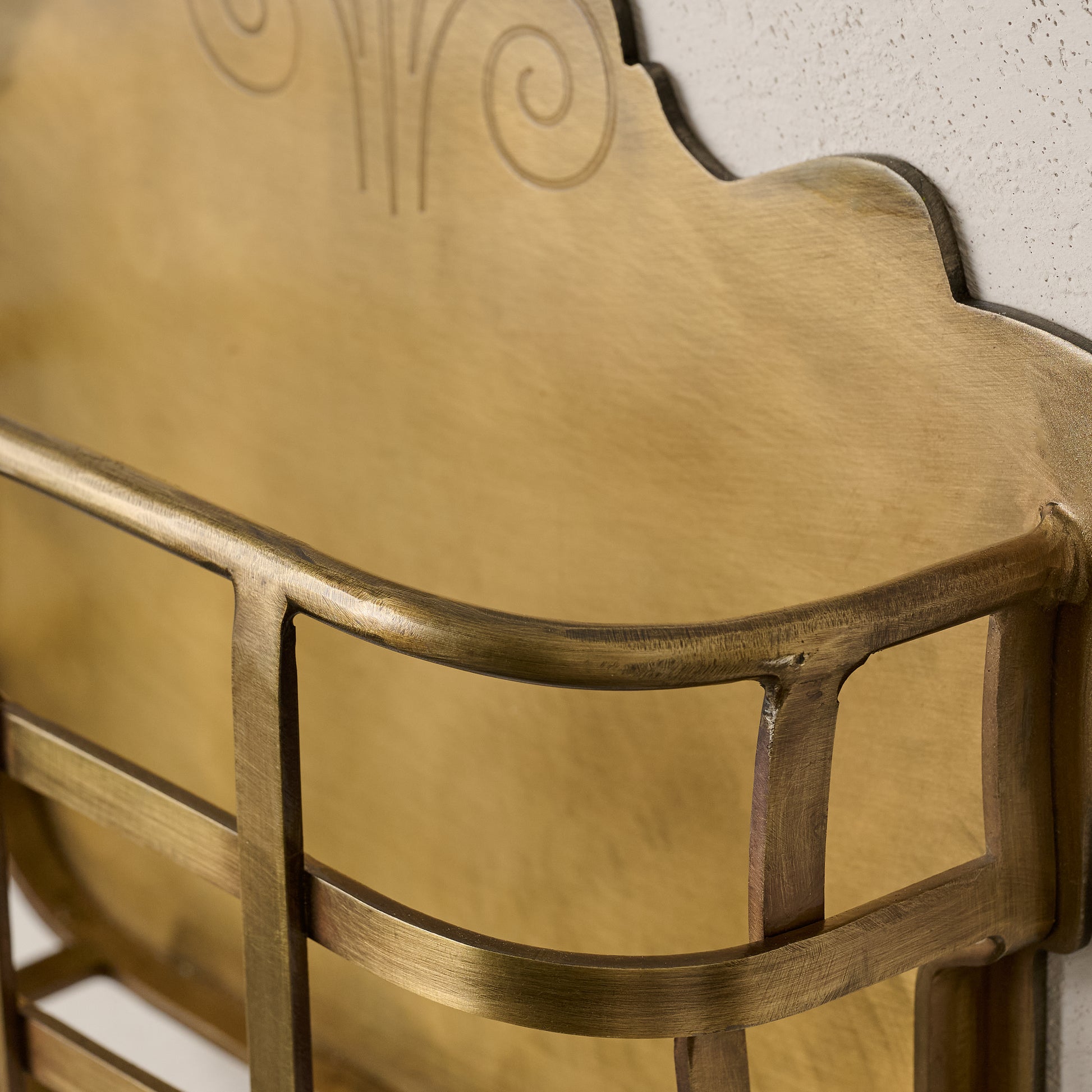 Antiqued Brass Mail Holder up close
