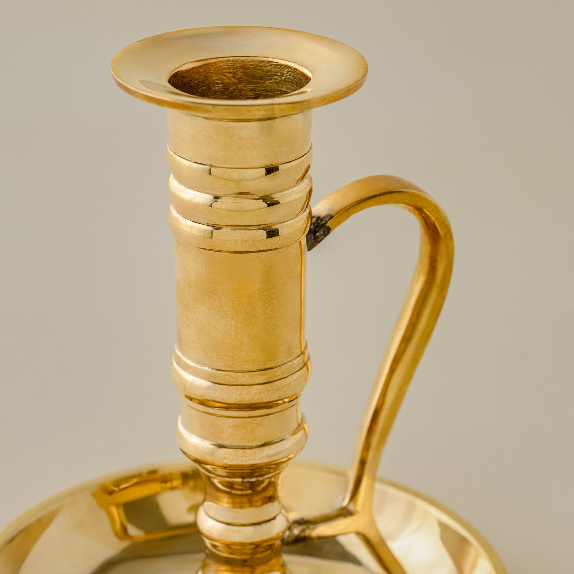 Brass Chamberstick Candle Holder up close