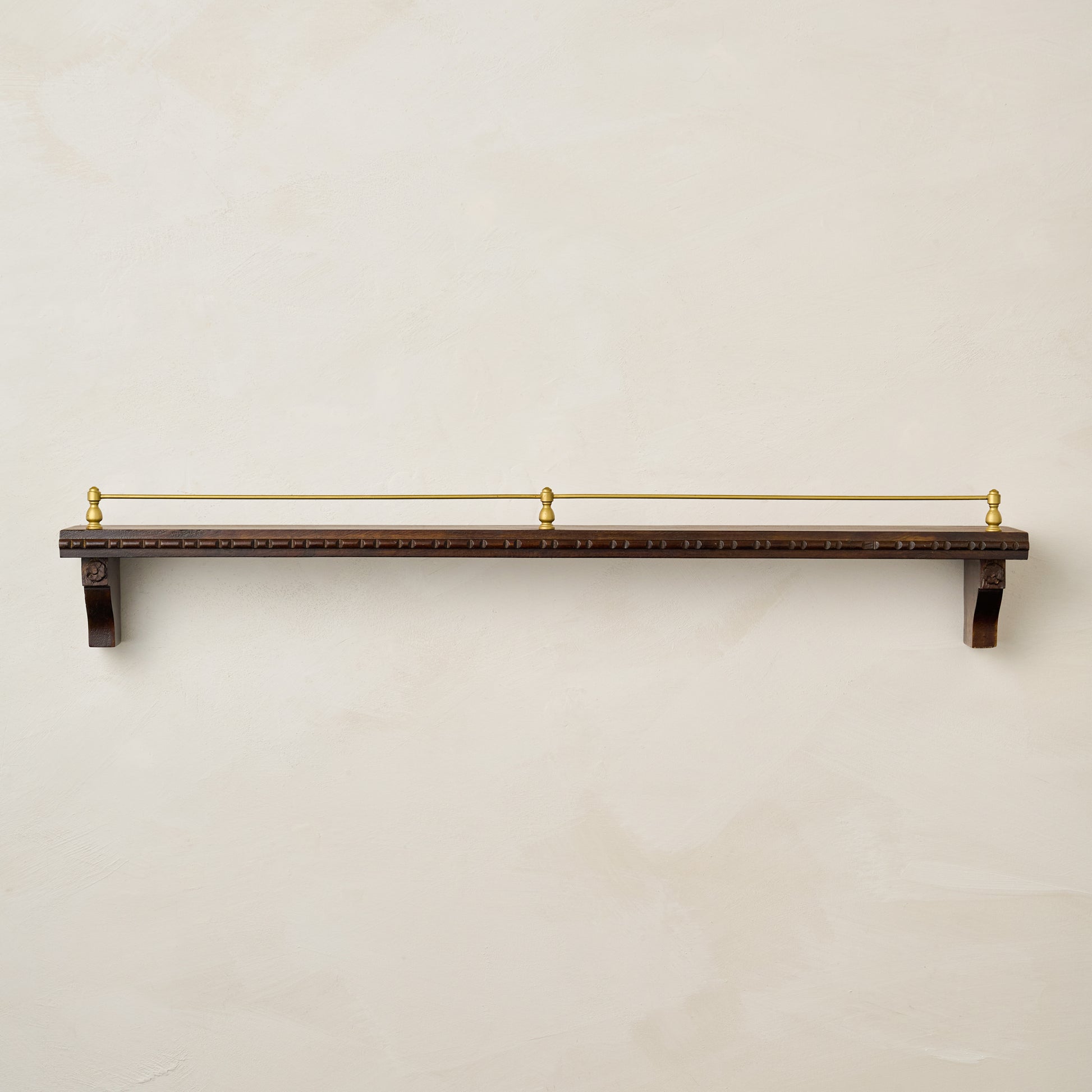 36" Gloria Carved Wood and Brass Picture Ledge