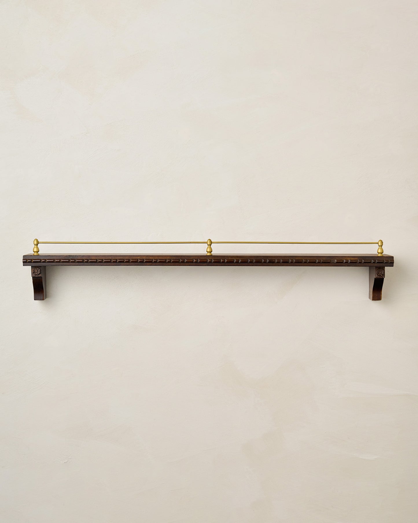 Gloria Carved Wood and Brass Picture Ledge 36"