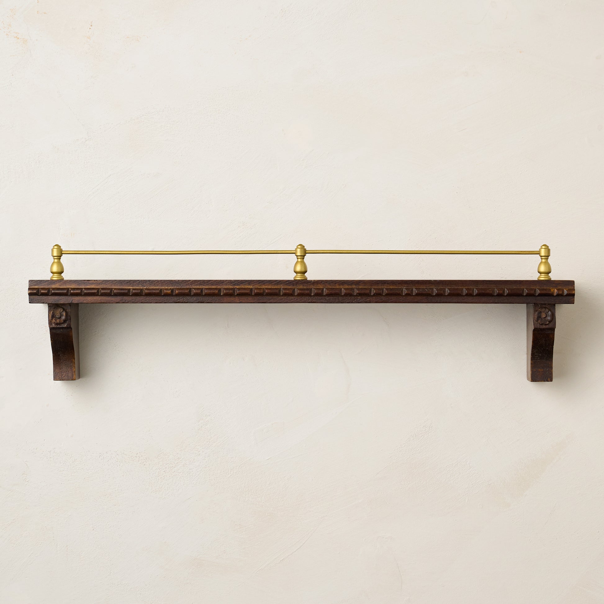 24" Gloria Carved Wood and Brass Picture Ledge