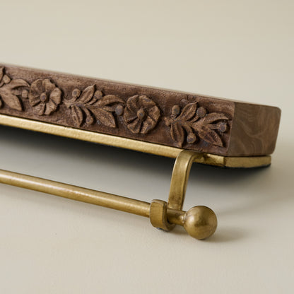 Eleanor Carved Wood Stocking Holder up close
