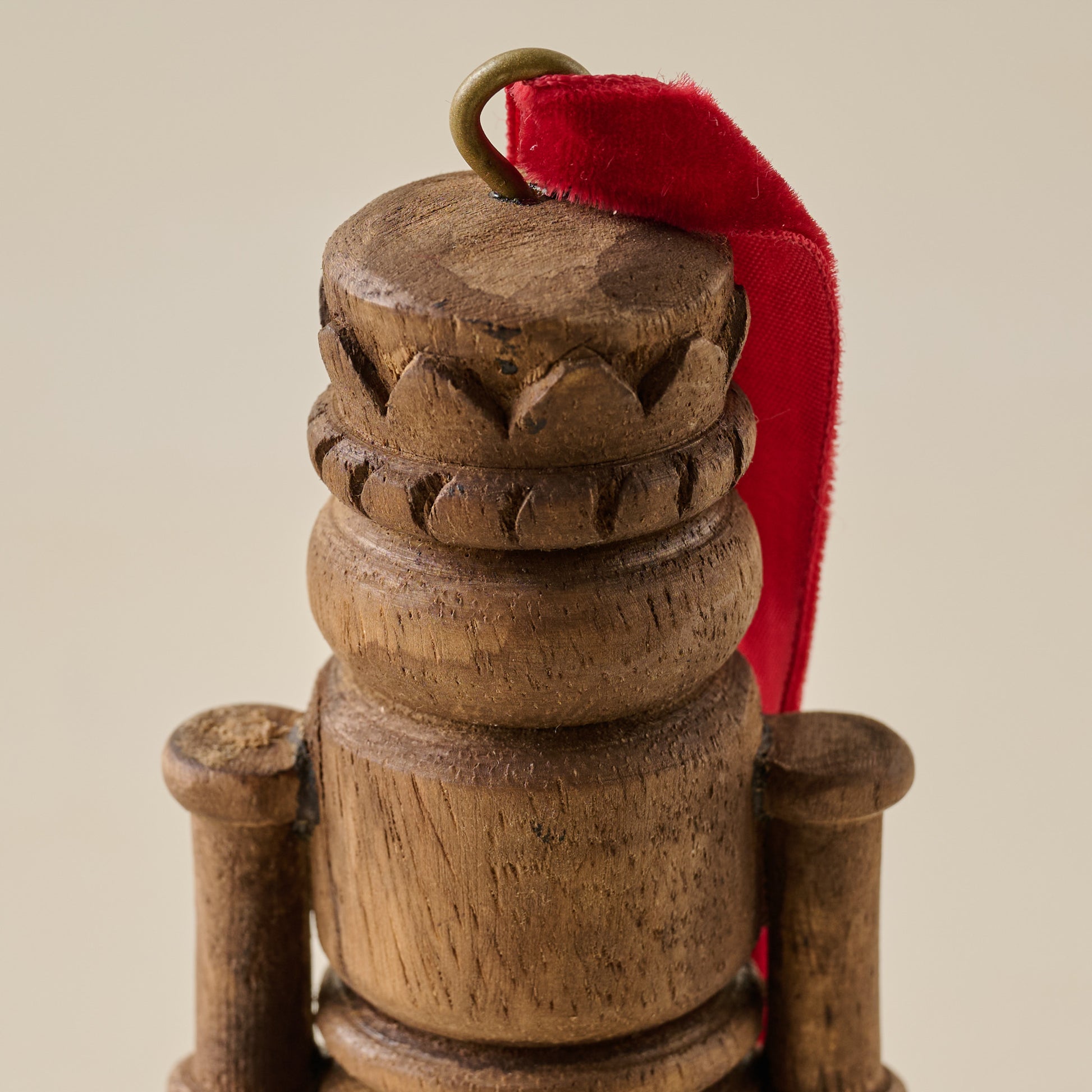 Wooden Nutcracker Ornament up close