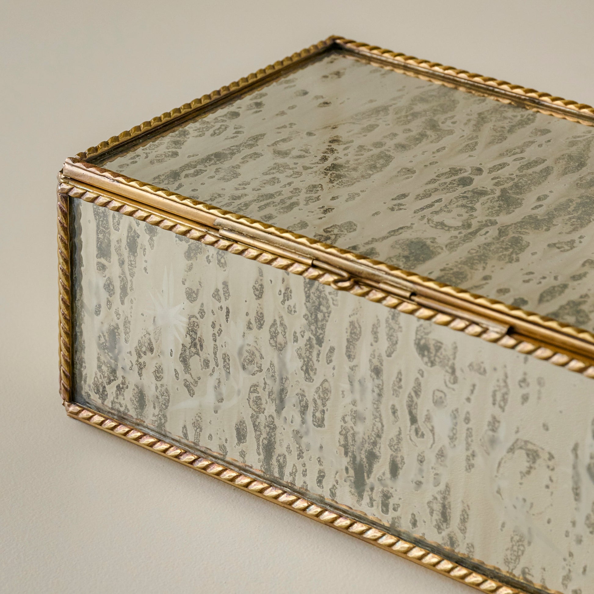 Helana Mercury Glass Accent Box up close
