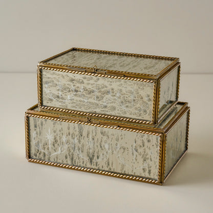 Helana Mercury Glass Accent Boxes shown stacked