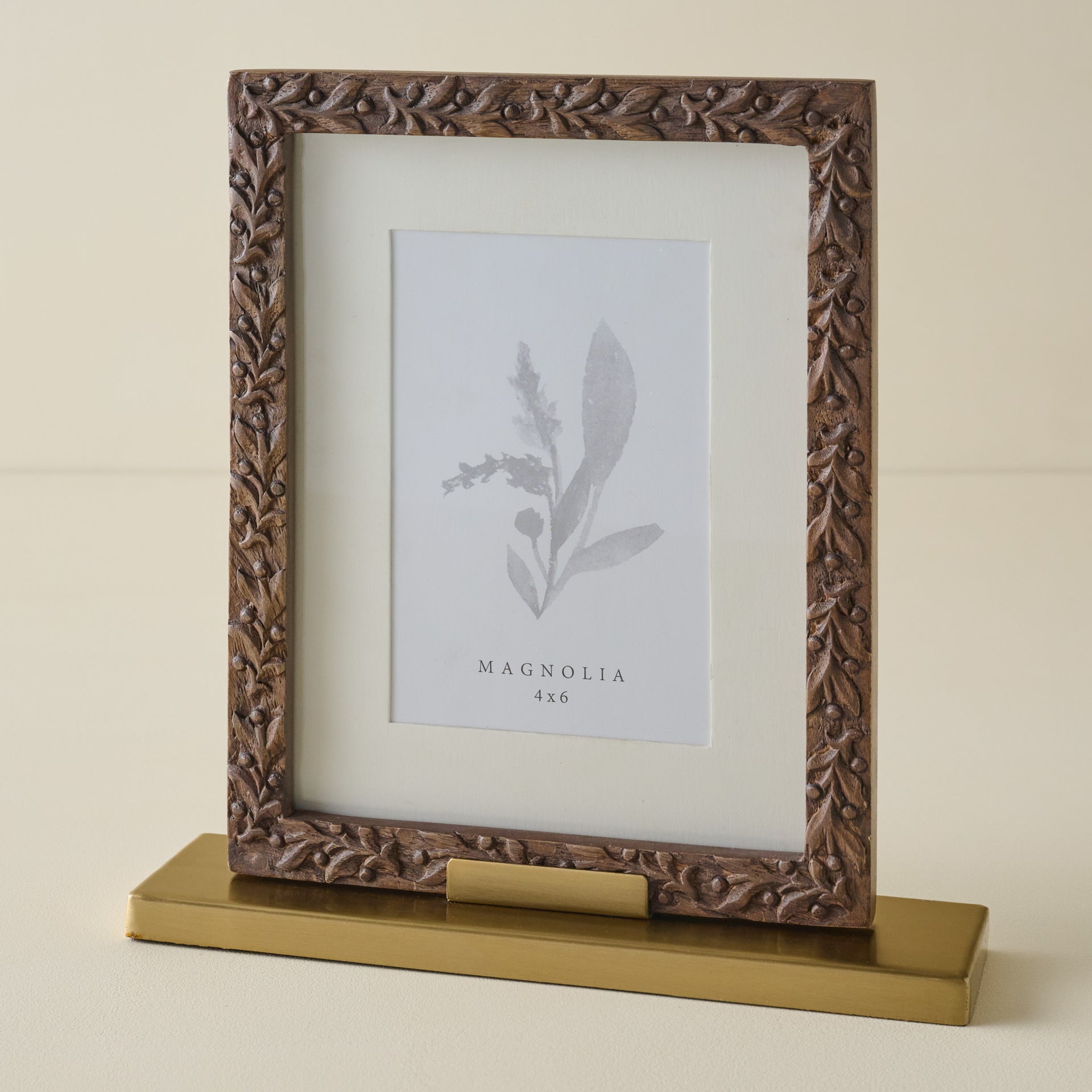 Eleanor Carved Wood and Brass Frame