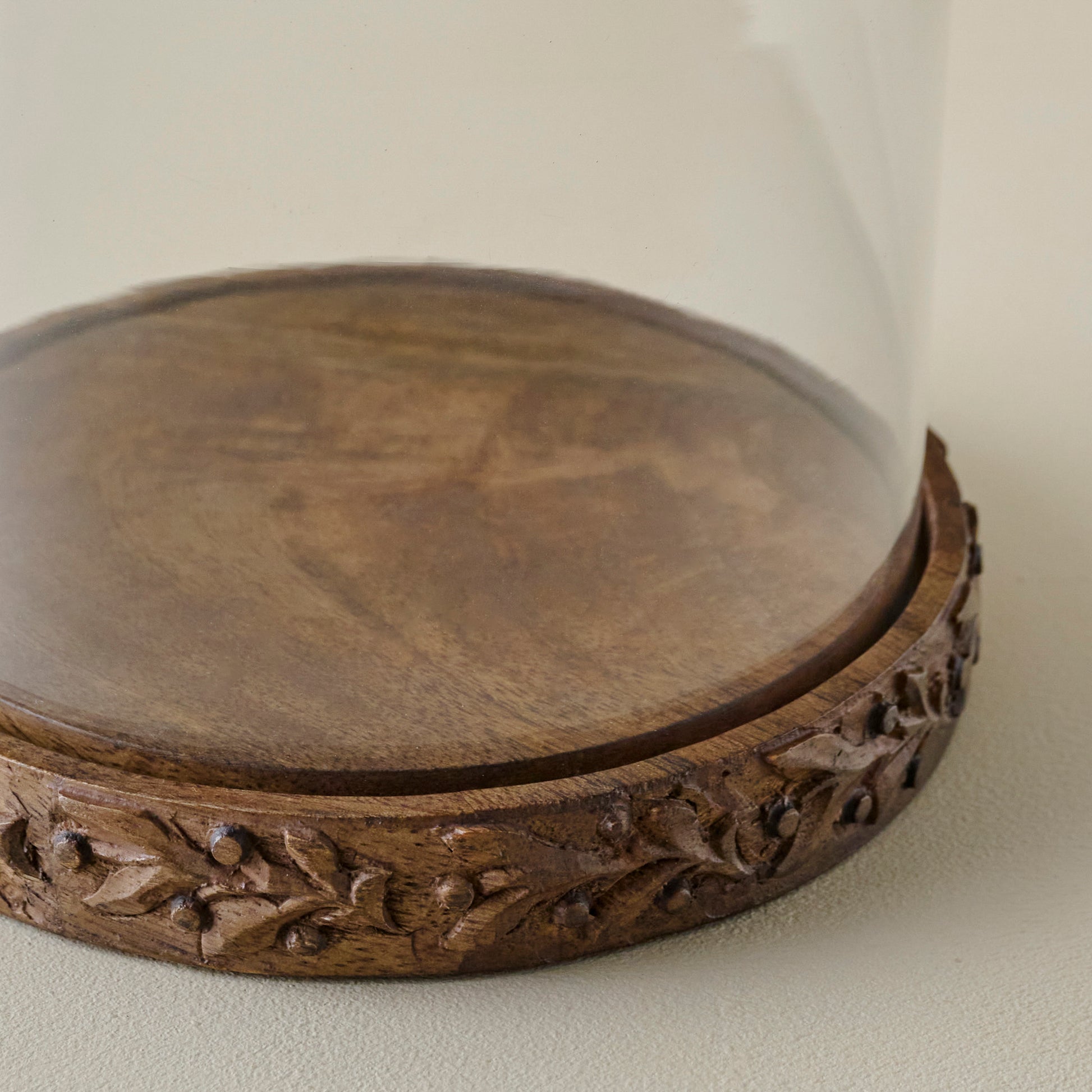 Small Eleanor Carved Wood Cloche up cloche up close