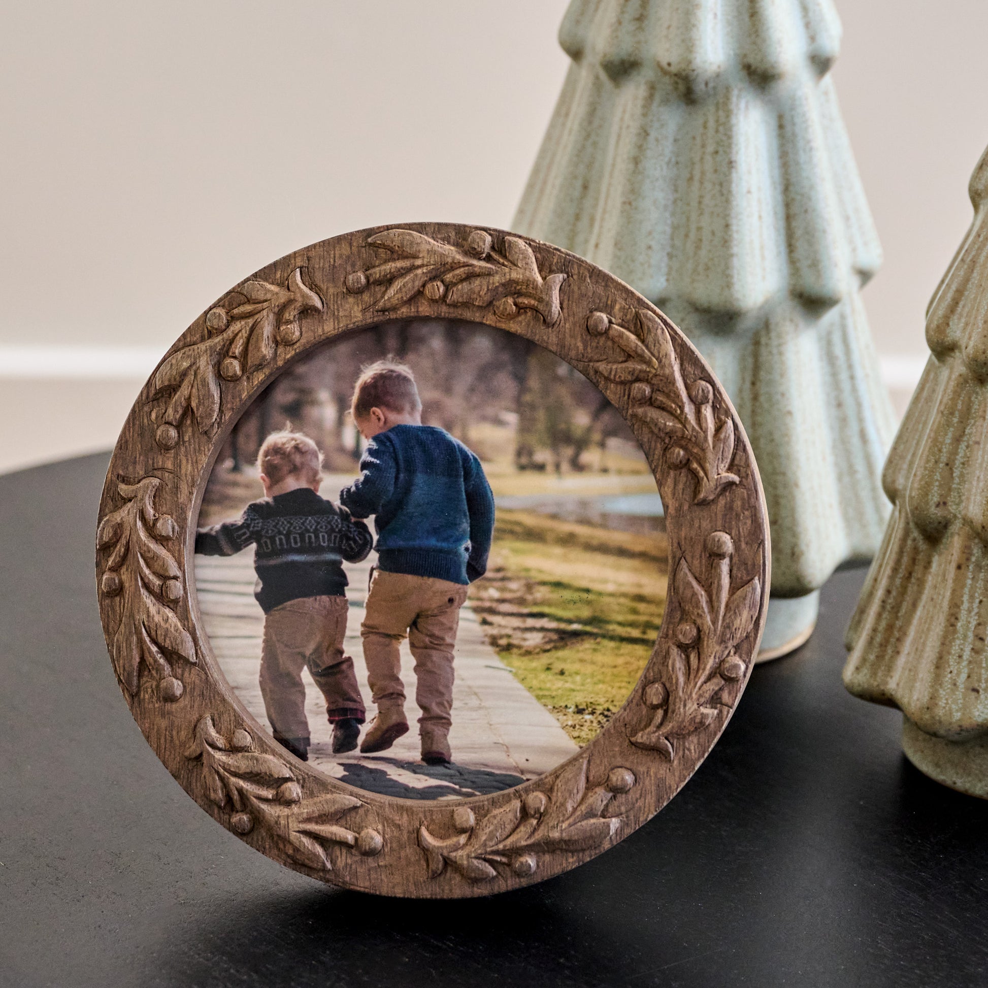 Eleanor Carved Wood Frame shown with photo