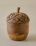 Hand-Carved Wooden Acorn Canister