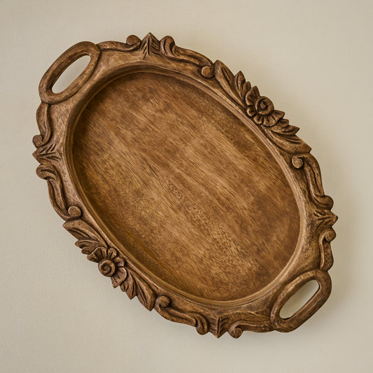 Wells Hand-Carved Wood Tray