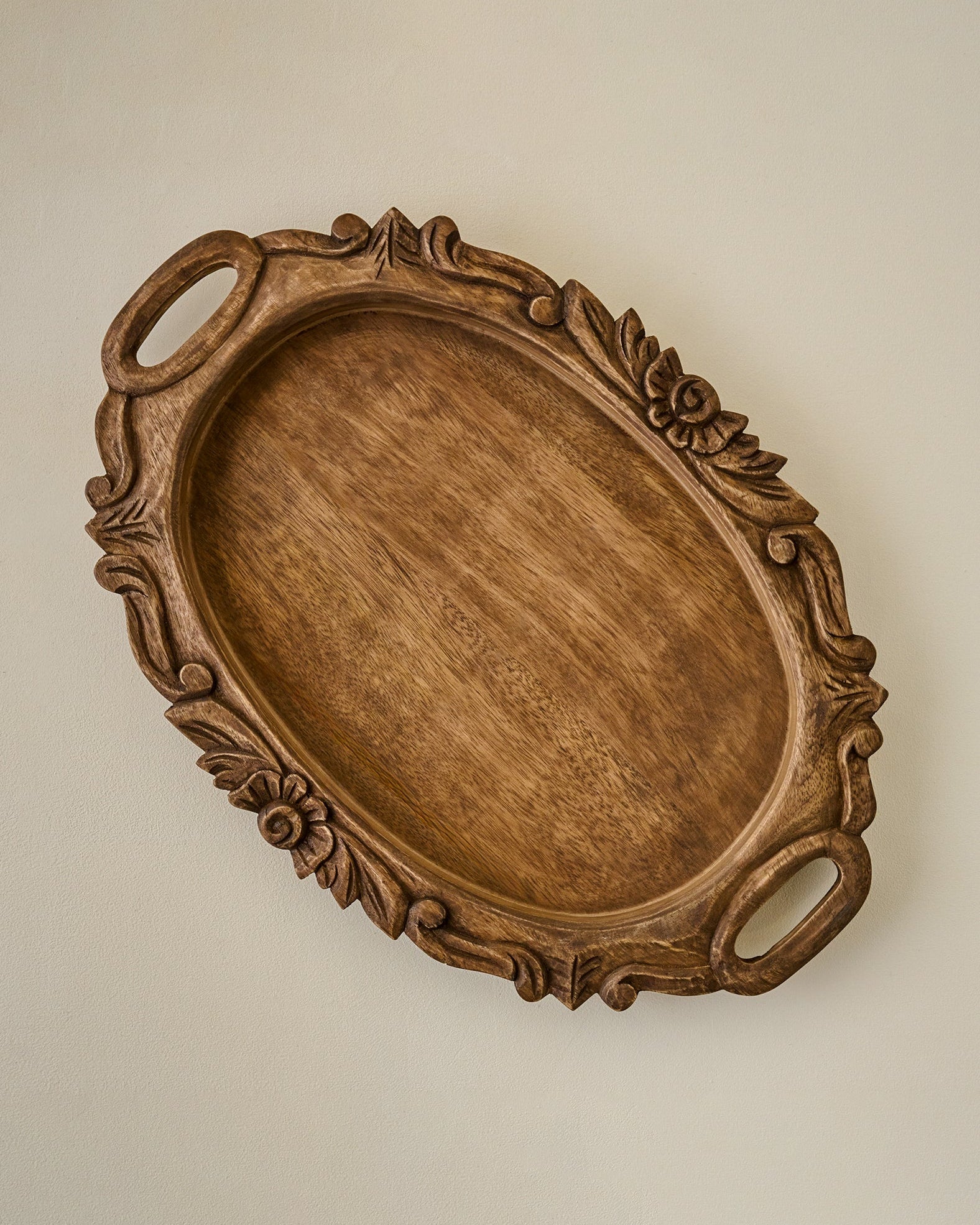 Wells Hand-Carved Wood Tray