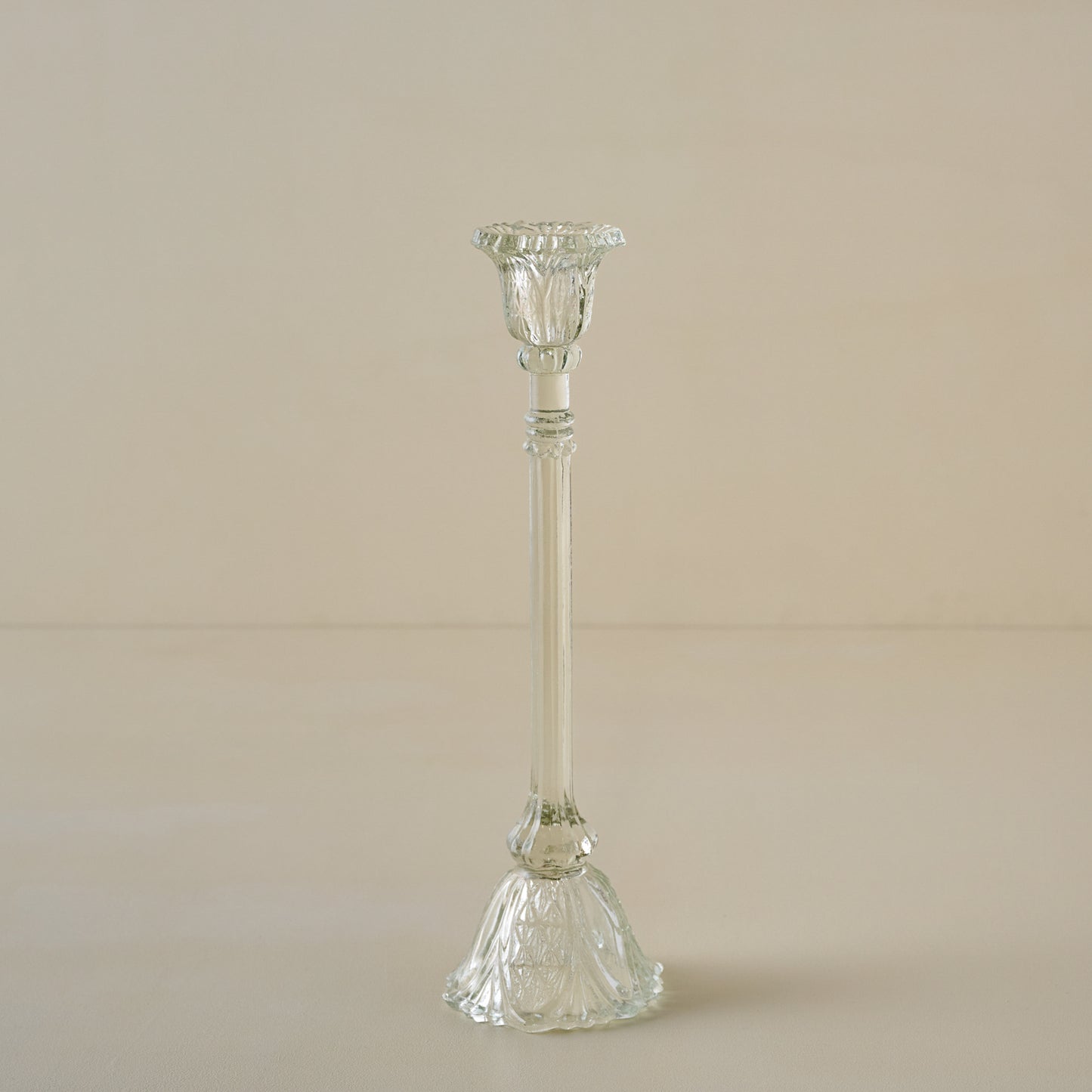 Large Elsa Antique-Inspired Glass Taper Holder