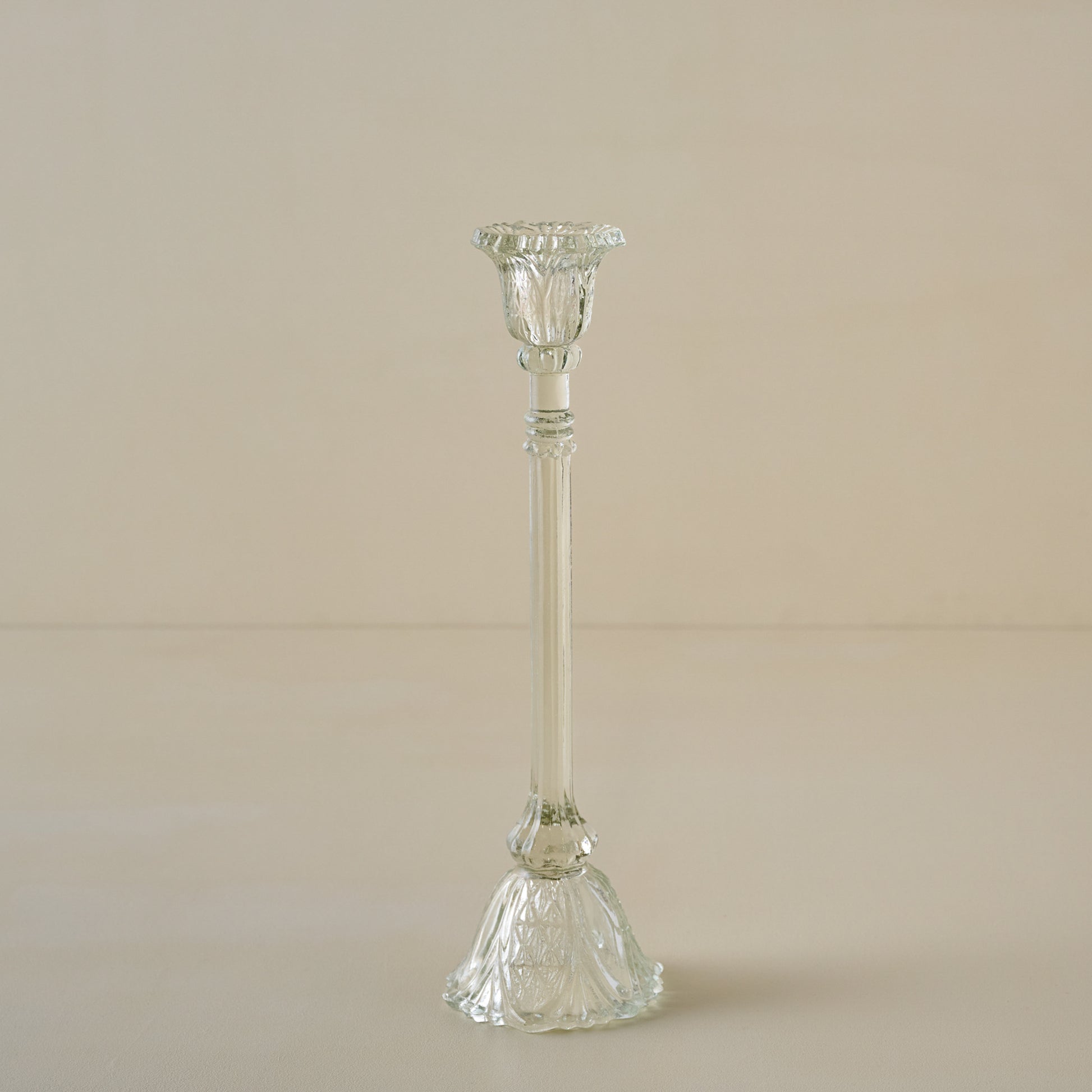 Large Elsa Antique-Inspired Glass Taper Holder