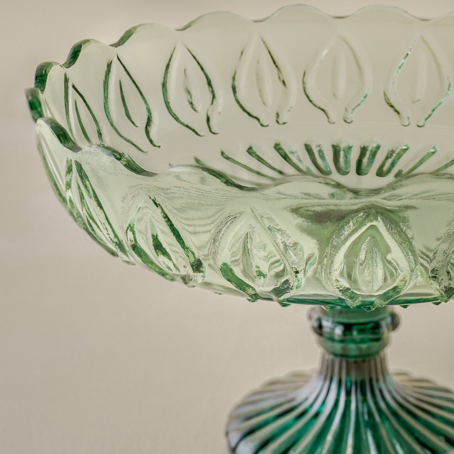 Greer Vintage-Inspired Glass Compote Bowl up close