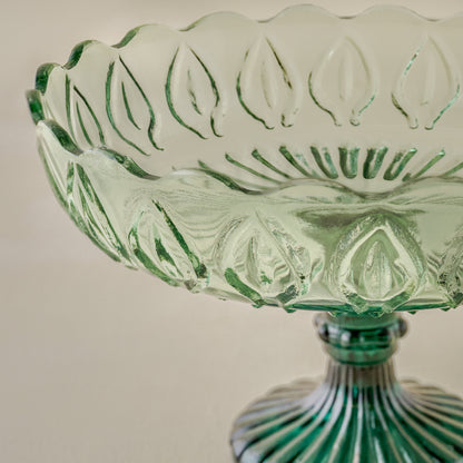 Greer Vintage-Inspired Glass Compote Bowl up close