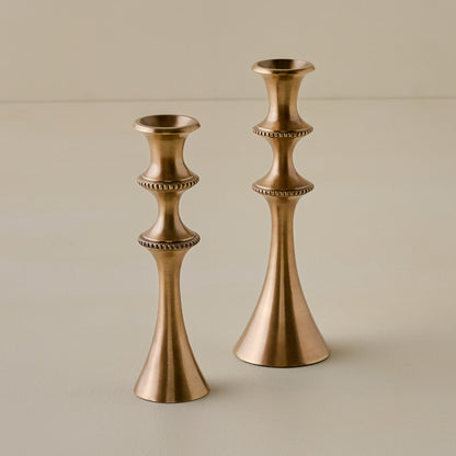 Adler Antiqued Brass Etched Taper Holders