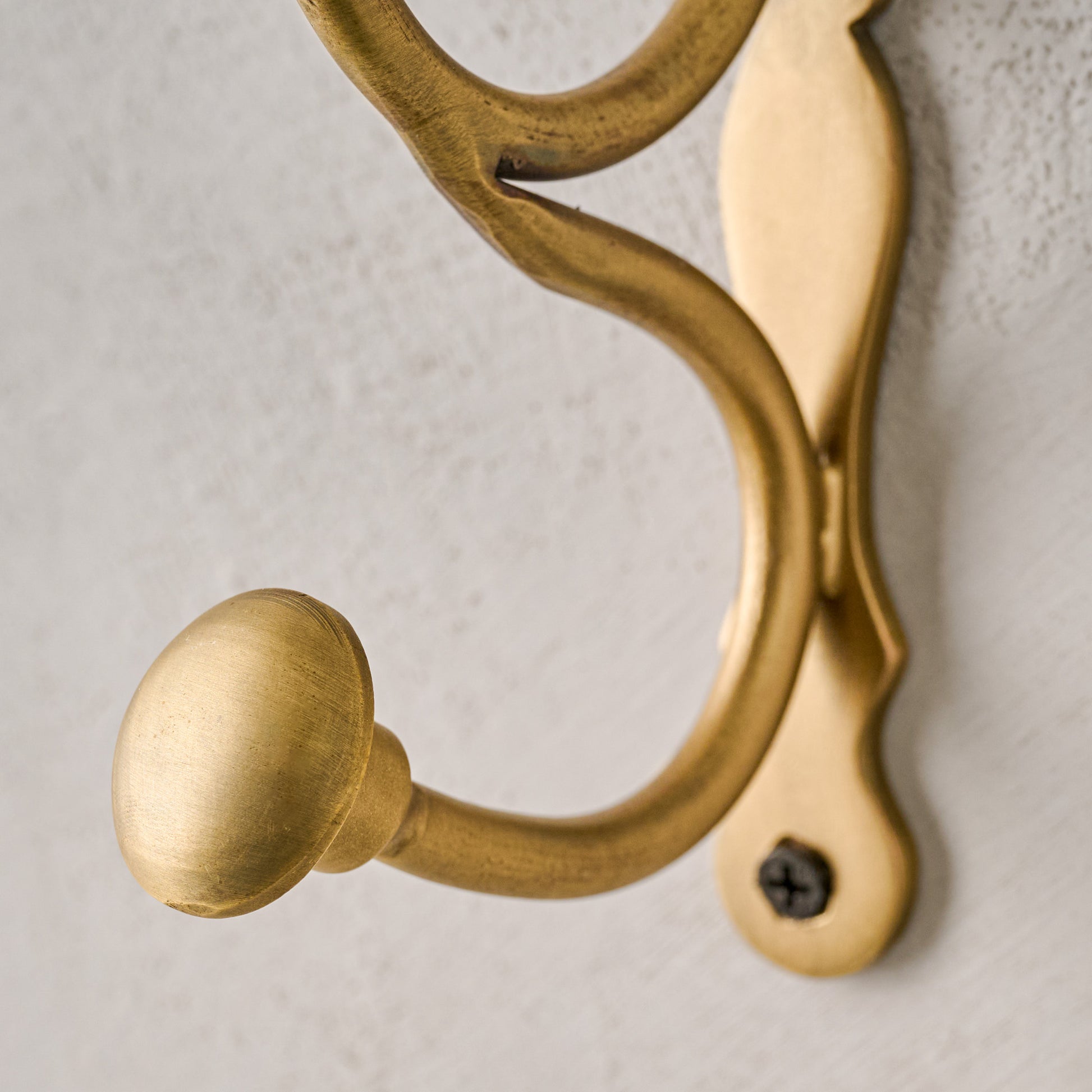 Mia Antiqued Brass Wall Hook up close