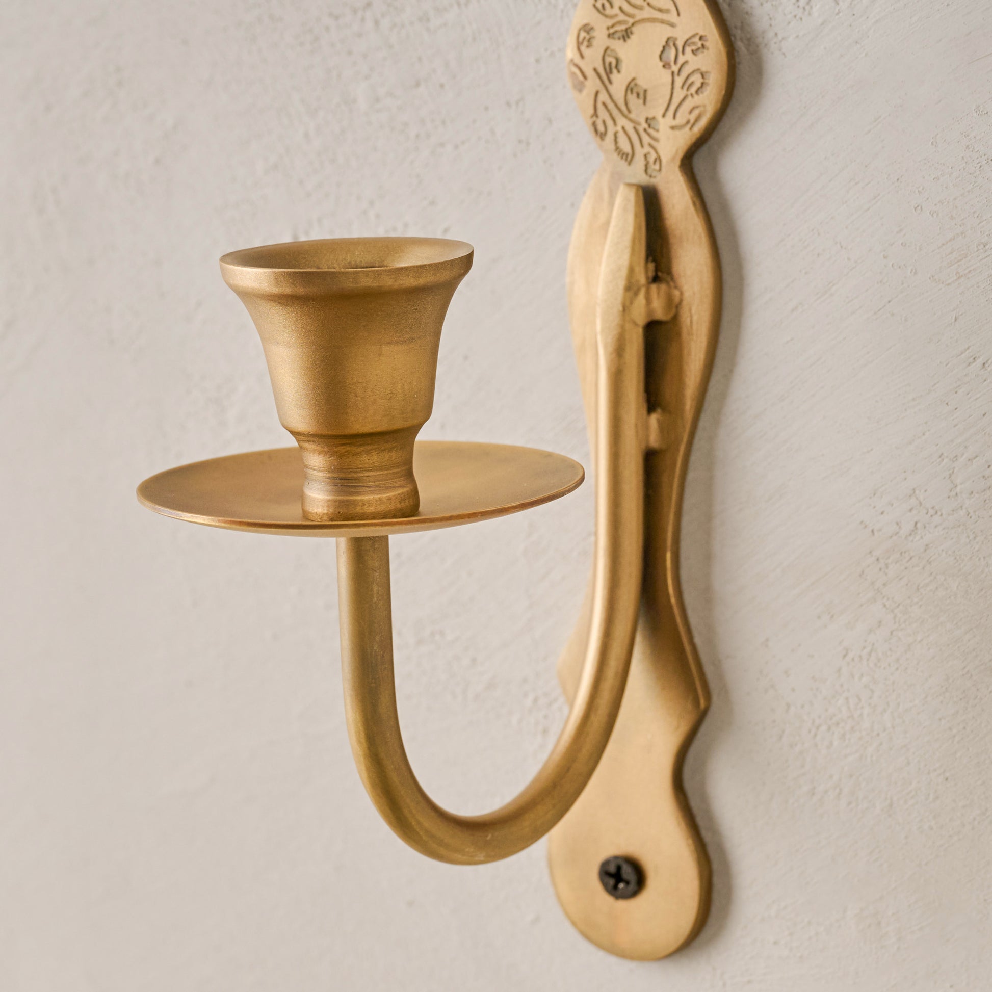 Mia Etched Brass Wall Sconce up close