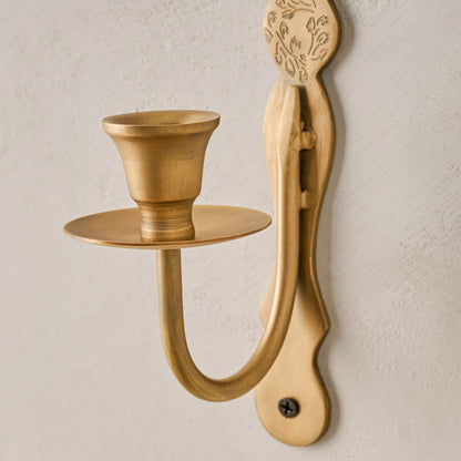Mia Etched Brass Wall Sconce up close