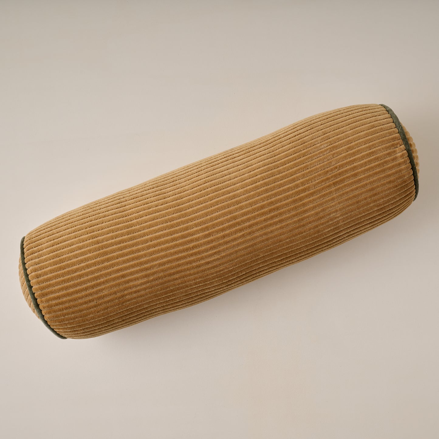 Channeled Velvet Bolster Pillow - Golden Brown