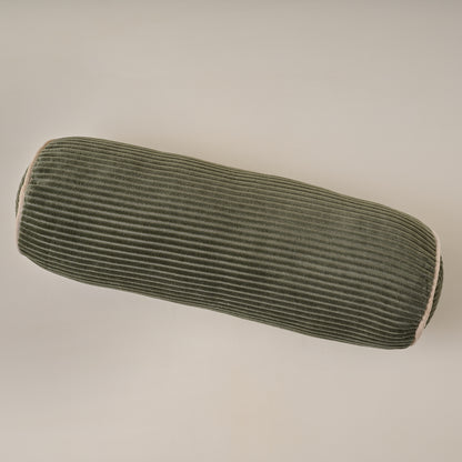 Channeled Velvet Bolster Pillow - Winter Moss