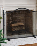 Shepherd Black Fireplace Screen shown in front of fireplace