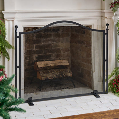 Shepherd Black Fireplace Screen shown in front of fireplace