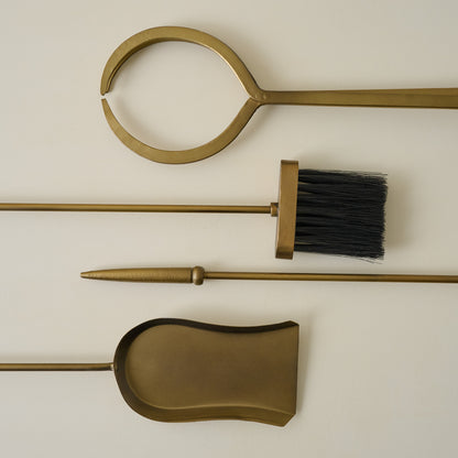 Shepherd Brass Fireplace Toolset up close