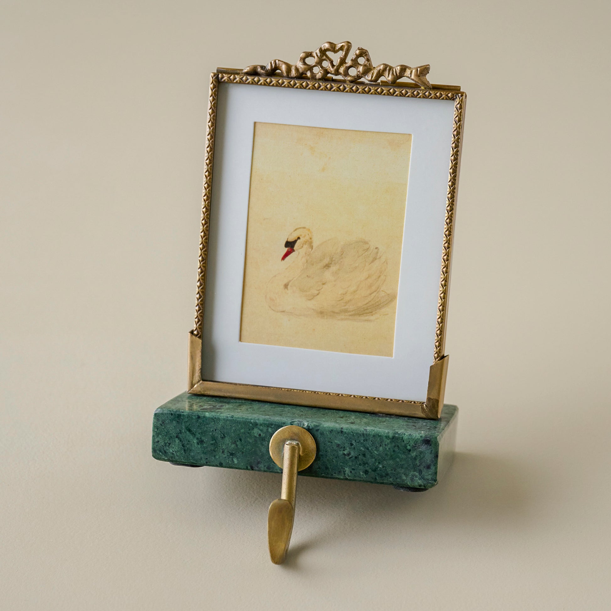 Green Marble Noelle Antique-Inspired Photo Frame Stocking Holder
