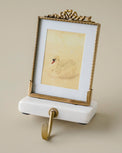 White Marble Noelle Antique-Inspired Photo Frame Stocking Holder