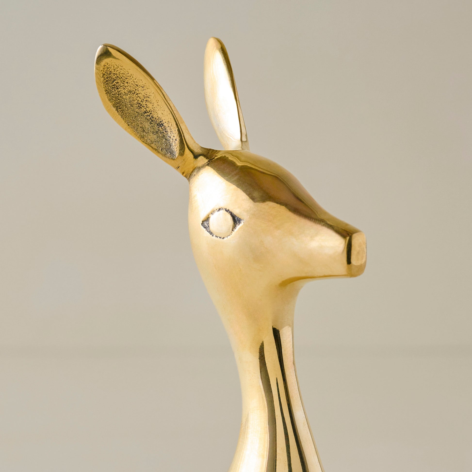 Large Decorative Brass Deer up close