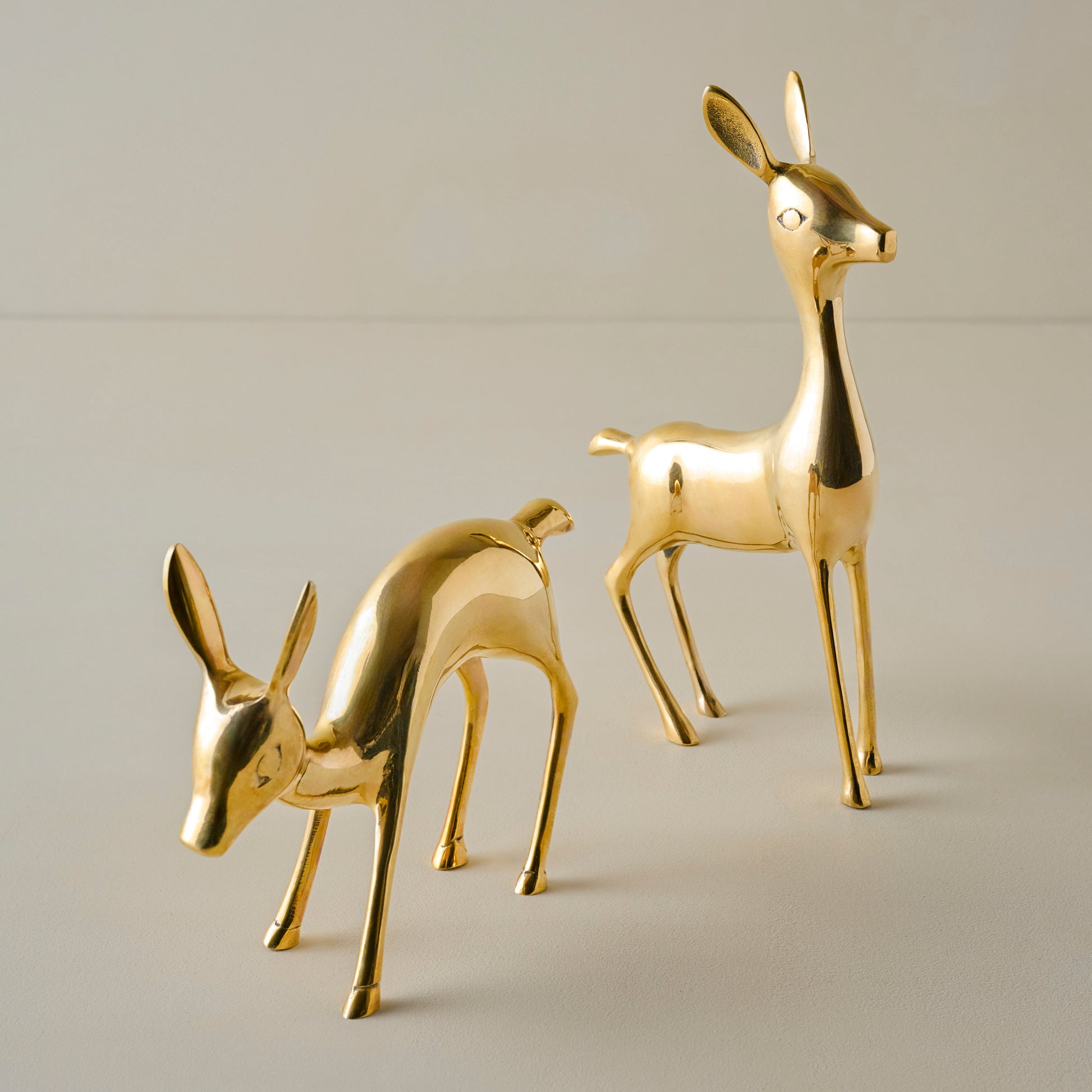 Decorative Brass Deer shown together
