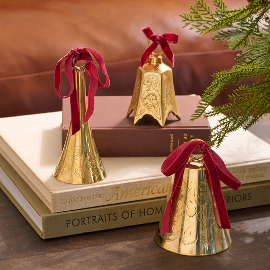 Ava Etched Brass Bells shown styled