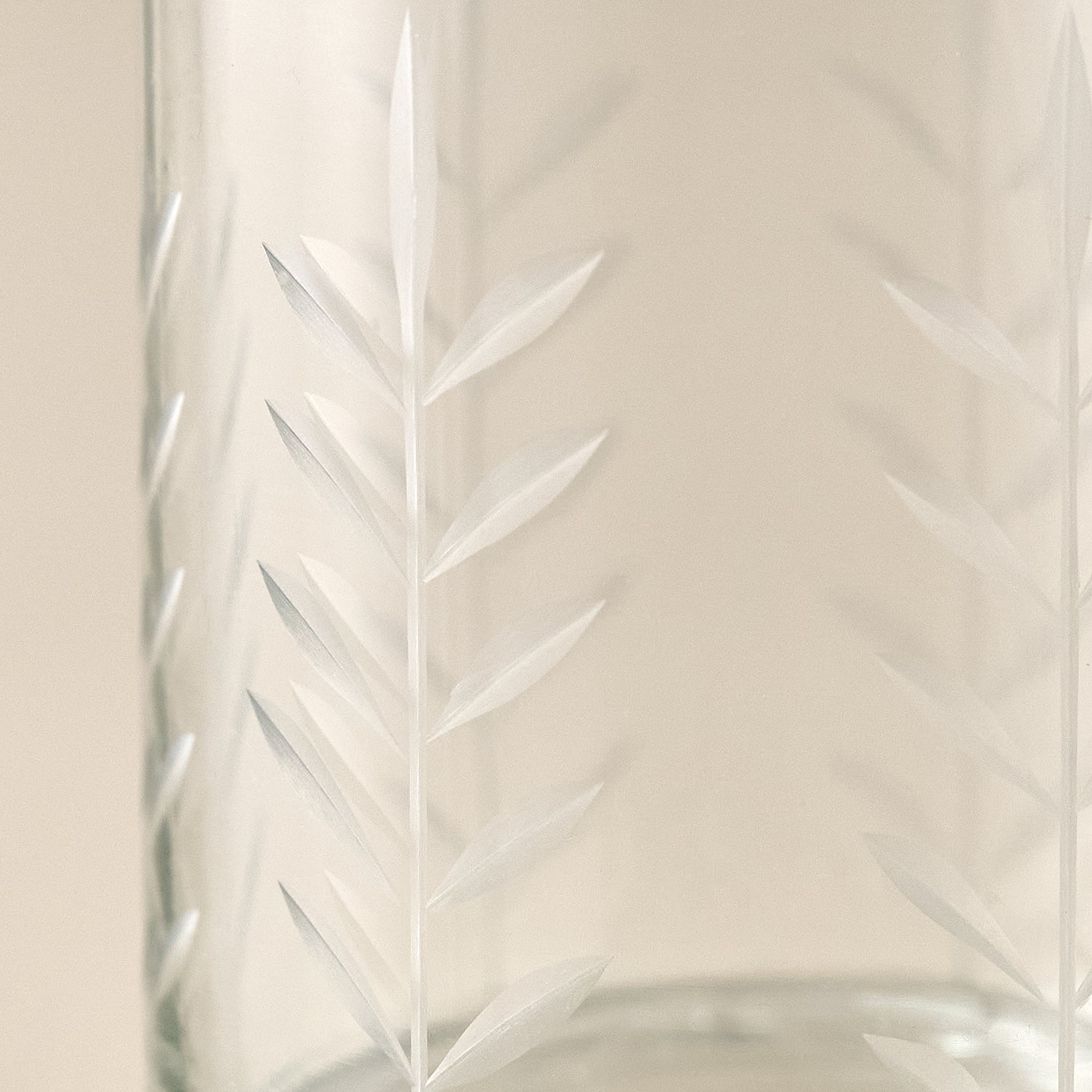 Short Marlowe Etched Glass Tumbler up close