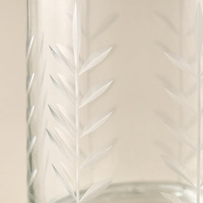 Short Marlowe Etched Glass Tumbler up close