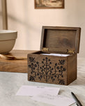 Magnolia Carved Wood Recipe Box