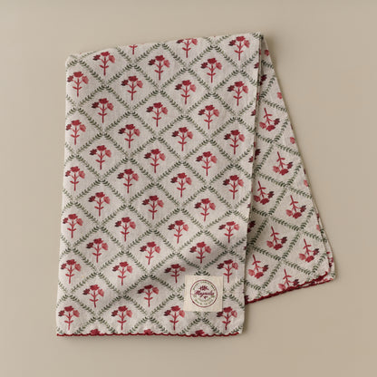 Magnolia Holiday Block Print Tea Towel