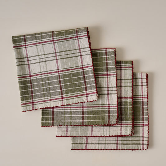 Magnolia Festive Plaid Napkin Set of Four