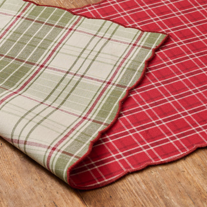 Magnolia Festive Plaid Reversible Table Runner flipped to show both sides