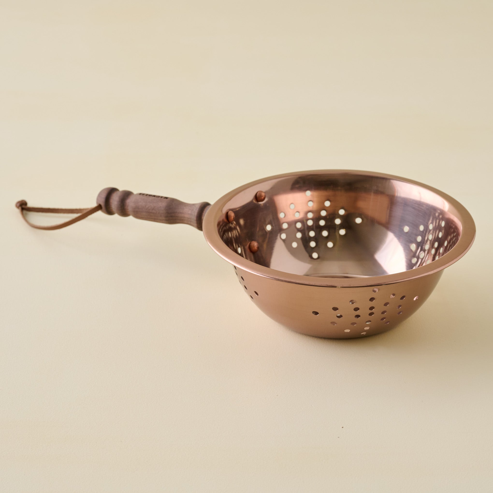 Walnut Handle Copper Colander - Thumbnail 2