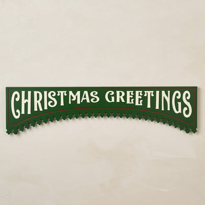 Christmas Greetings Wooden Sign
