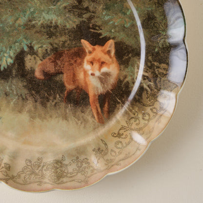 Enchanted Forest Fox Dessert Plate up close