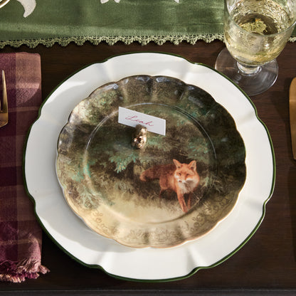 Enchanted Forest Fox Dessert Plate at a place setting