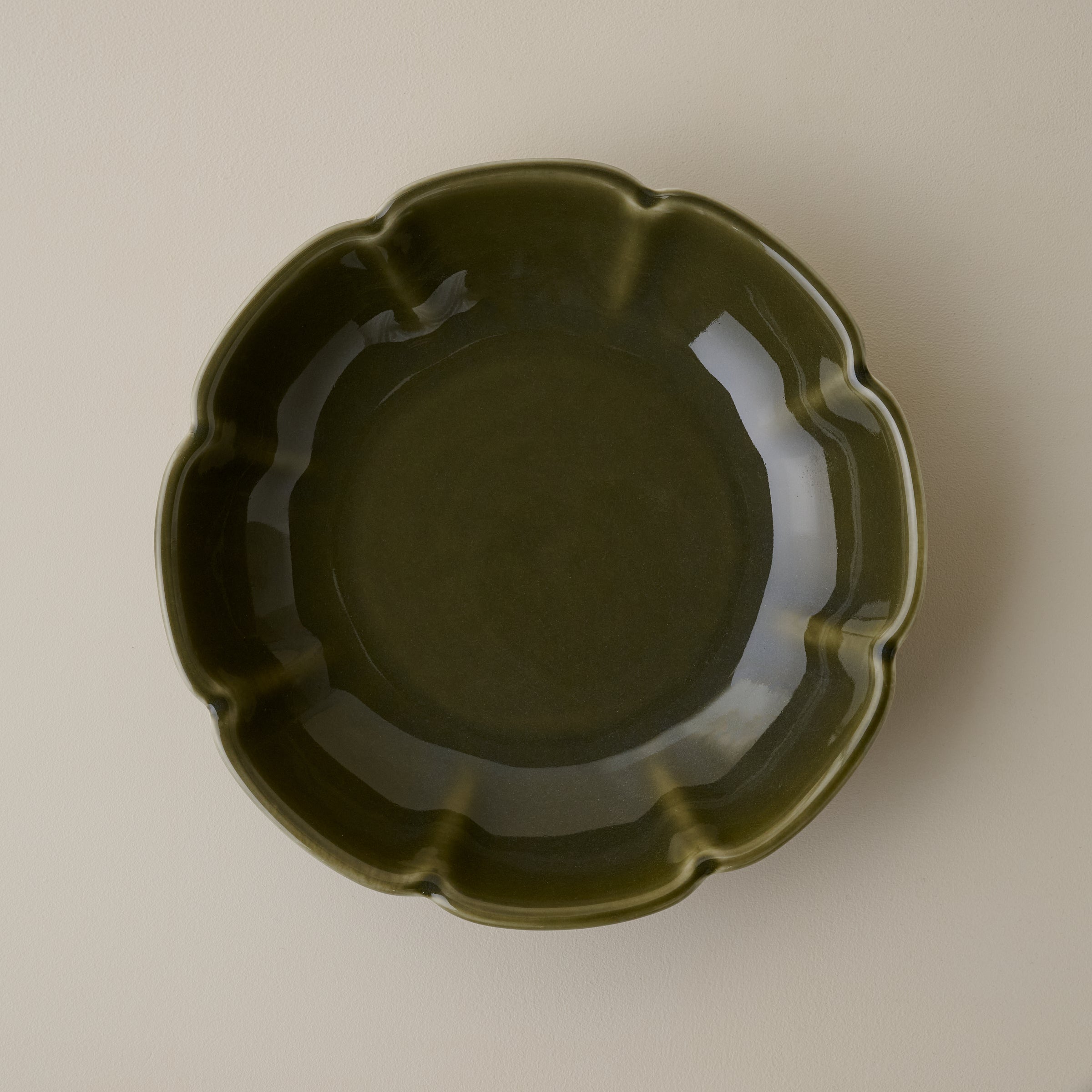 Fern Green Luna Scalloped Pasta Bowl