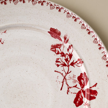Heirloom Garden Scarlett Floral Dinner Plate up close
