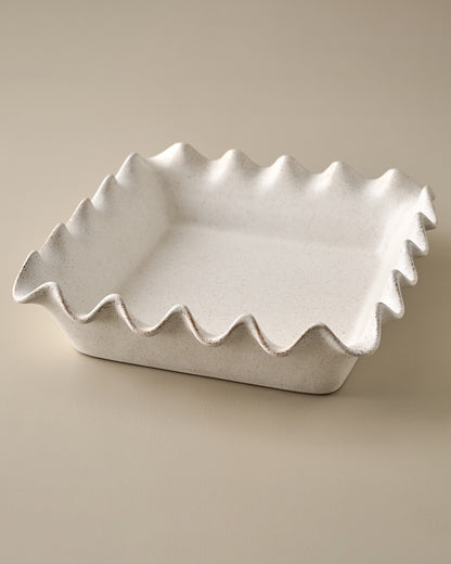 French White Scalloped 9x9 Baking Pan